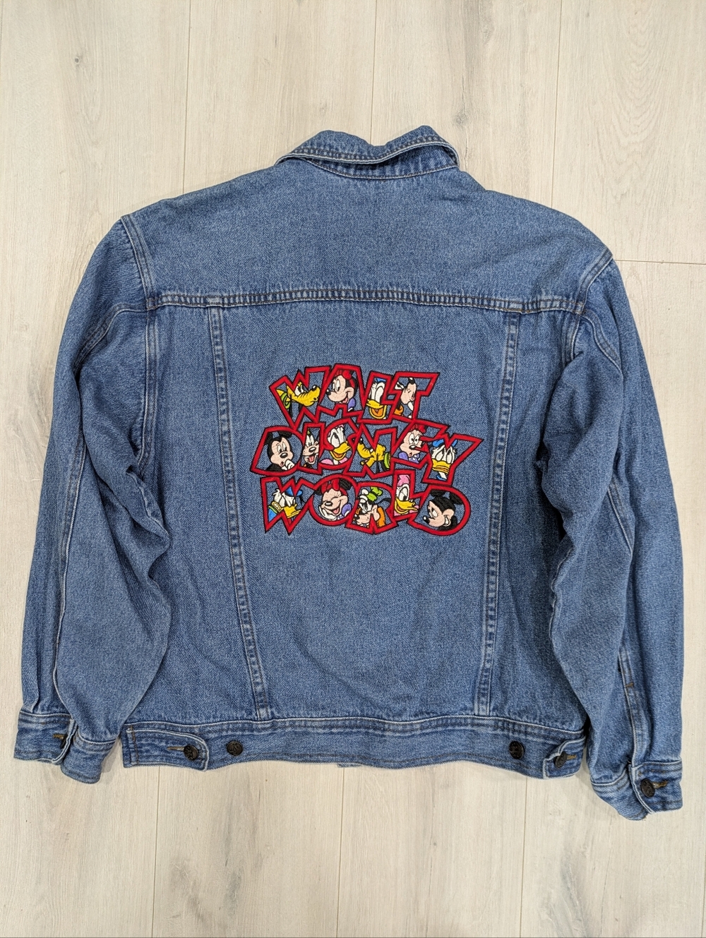 VTG Mickey Inc Embroidered Jean  Jacket Walt Disney World Theme Park Only M 90s